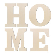 Amosfun 4pcs Unfinished Wooden Home Letters Hanging Wood Sign DIY Home Wall Decoration