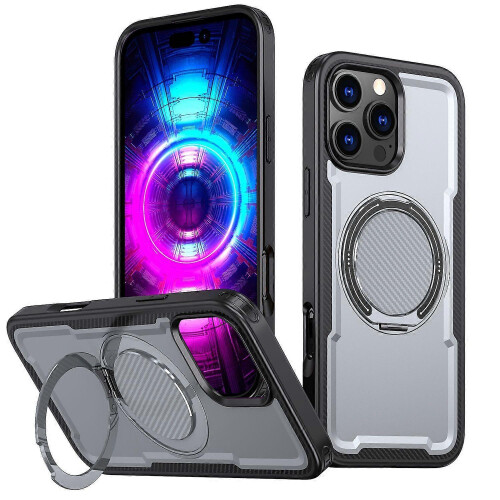 (Grey) For iPhone 16 Pro Max Case Compatible with MagSafe TPU + PC Kickstand Phone Cover