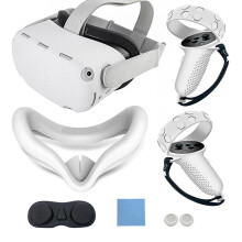 (White) Colorful Silicone Oculus-Quest 2 Protective Case Set Anti-slip VRs Controller Shell VRs Accessories