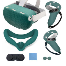 (Green) Colorful Silicone Oculus-Quest 2 Protective Case Set Anti-slip VRs Controller Shell VRs Accessories