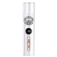 (White) Portable Handheld Fan 100 Speed Adjustable - USB Rechargeable Mini Folding Fan with Digital Display for Travel, Camping & Office