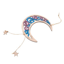 Moon Star Shaped Wall Hanging for Rustic Wooden Decor 2Pcs