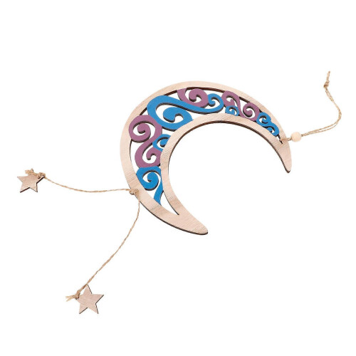 Moon Star Shaped Wall Hanging for Rustic Wooden Decor 2Pcs