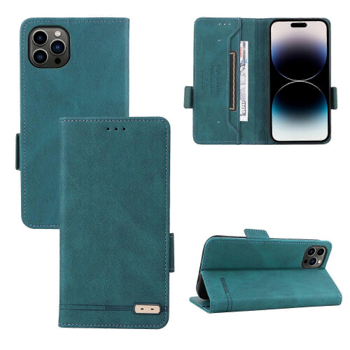 (Green) For iPhone 14 Pro Max Magnetic Clasp Leather Phone Case