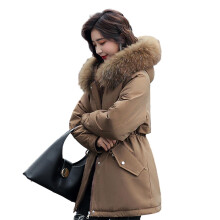 (M, Cafe) Thicken Winter Down Coat Soft Comfortable Long-Sleeve Top for Indoor Outdoor