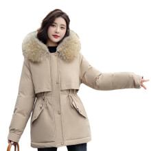 (2XL, Khaki) Thicken Winter Down Coat Soft Comfortable Long-Sleeve Top for Indoor Outdoor