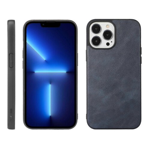 (Blue) For iPhone 13 Pro Cowhide Texture PU Phone Case
