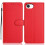 (Red) For iPhone 16e Wallet Case with Strap/ Multiple Card Slots Solid Color Leather Stand Phone Cover 1