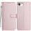 (Rose Gold) For iPhone 16e Wallet Case with Strap/ Multiple Card Slots Solid Color Leather Stand Phone Cover 1