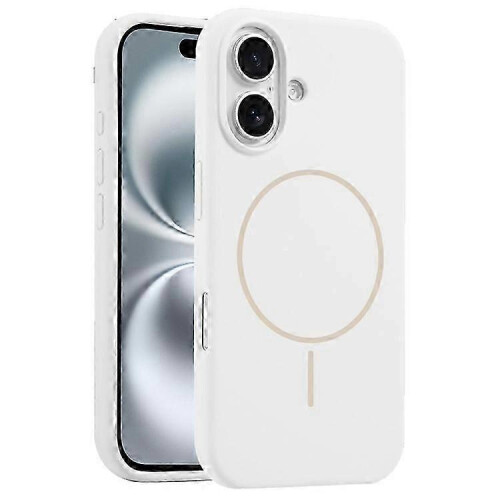 (White) Compatible For iPhone 16 Plus Case Compatible with MagSafe Liquid Silicone Anti-Drop Phone Cover