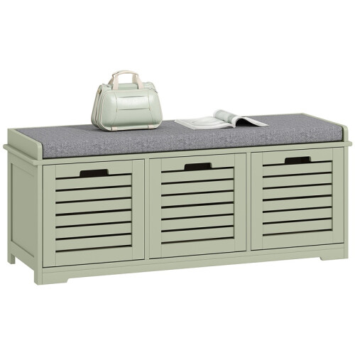 3-Drawer Shoe Storage Bench - Green