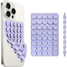 (Light Purple) Silicone Suction Cup Phone Case Mount Double Sided, Phone Accessories Hands-Free Strong Grip Holder for Selfies and Videos