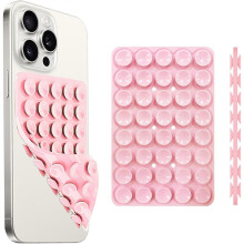 (Pink) Silicone Suction Cup Phone Case Mount Double Sided, Phone Accessories Hands-Free Strong Grip Holder for Selfies and Videos