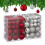 Christbaumkugeln-Set, Rot & Silber, verschiedene Größen 2
