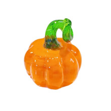 (1) Transparent Glass Halloween Pumpkin Sculpture Handmade Decorative Piece For Shelf Centerpieces Display Ornament Multicolor
