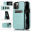 (Green) For iPhone 13 Pro Solid Color PC + TPU Protective Case with Holder & Card Slots 1