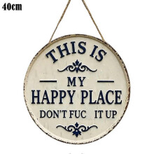 (One size, 40cm) Vintage Metal Round Plaque