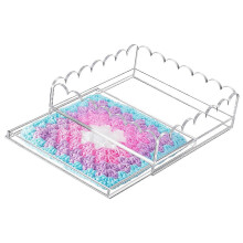 (L) Acrylic Scalloped Basket Clear Scalloped Acrylic Tray with Insert Drawer for Photos,Artwork,Fabric,Display Messages M