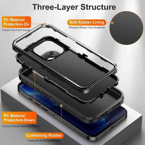 (Black) For iPhone 13 Pro Life Waterproof Rugged Phone Case