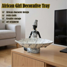 (1pcs, white) Decorative African Figure Tray, Resin Trinket Dish Fruit For Keys Jewelry I4K9