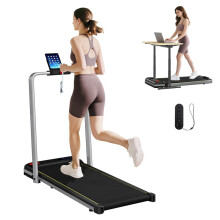 Folding Walking Treadmill, Under Desk Walking Pad with Incline, Silver Tone