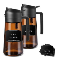2 Pcs Oliver Oil Sprayers Dispenser for Cooking Bottle 16oz Dark Glass Lightproof Borosilicate Glass Oil Bottle