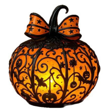 Dyniowa Lampa Halloween z Żywicy Barwionej, Dekoracja na Przyjęcie, Ozdoby Dyniowe Halloween, Zasilanie USB z Wtyczką