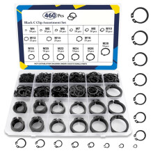 460PCS Metric M4-M28 External C-Clip Circlips Snap Retaining Rings 15 Sizes Assortment Kit for Shaft Auto Motorcycle
