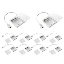 10Pcs USB Battery Pack for LED Lights - Portable 4 AA Holder Box with for Neon Signs