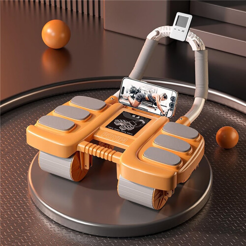 4 Wheel Ab Roller with Elbow Support Automatic Rebound Core Workout Trainer