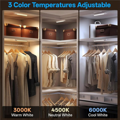 Under Cabinet Lighting with Charging Station,Battery Operated 3Pack Motion Sensor Light Indoor, Rechargeable Wireless 1