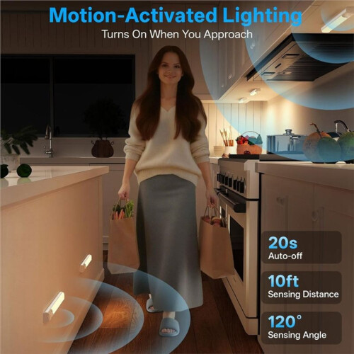 Under Cabinet Lighting with Charging Station,Battery Operated 3Pack Motion Sensor Light Indoor, Rechargeable Wireless 2
