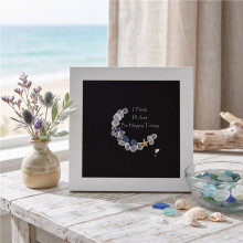 I Think I'Ll Just Be Happy Today. Sea Glass Moon Art, Handmade Sea Glass Crescent Moon Wall Art for Mom & Women