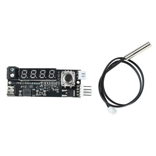 5V/12V 4-Wire Fan Speed Controller Temperature-Controlled  PWM Motor Driver Controller Temp/RPM Display