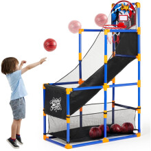 Kids Arcade Basketball Game Set with 4 Balls Hoop Pump Indoor Outdoor