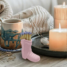(Matte) Cowboy Boots Match Holder with Lighter Bohemian Style Ceramic Match Jar Fireplace Kitchen Decorations Matte