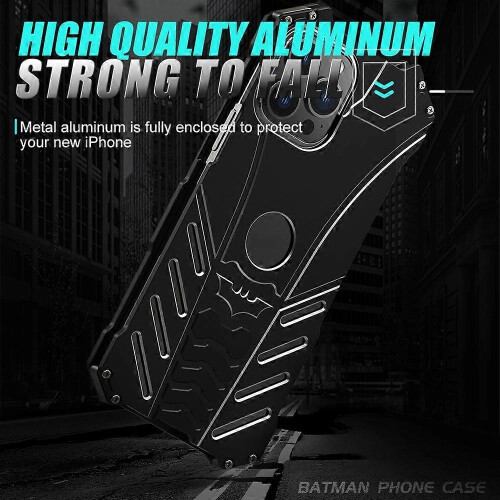 For iPhone 14 Pro Max R-JUST Batman Metal Mobile Phone Protective Case