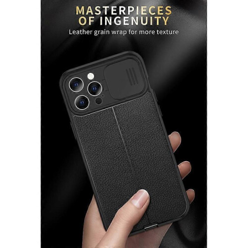 (Red) For iPhone 14 Pro Max Litchi Texture Sliding Camshield TPU Protective Phone Case