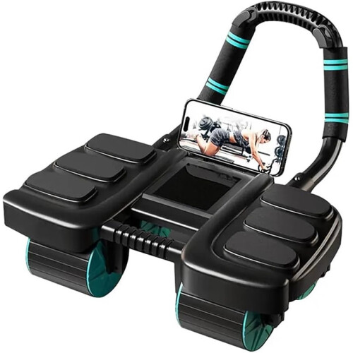 4 Wheel Ab Roller with Elbow Support Automatic Rebound Portable Core Trainer