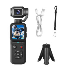 4K Handhållen Gimbal för Action Kamera 180 Rotera Lins Rörelse Stabilisering Pocket Vlog Kamera för Utomhussporter