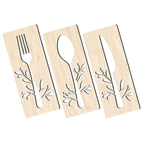 Wooden Fork Spoon Cutter Sign Rustic Wall Decor for Decoration 5Sets