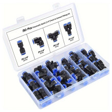 50cs 1/4″ Quick Release Pneumatic Fittings Push to Connect Connector Assortment Kit Repair Accessories for PU PE Pipe