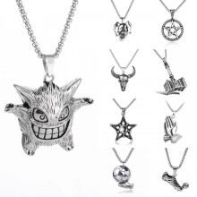 (RR-3-68) Hip Hop Hexagram Star Men's Necklace Stainless Steel Punk Bold Pendant Jewelry