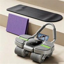 Ab Roller with Phone Holder Automatic Rebound Knee Pad Core Trainer