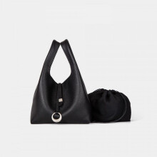 (black, 19*11*18cm) Genuine Leather Bucket Bag Handbag Shoulder Crossbody Purse Removable Strap Small