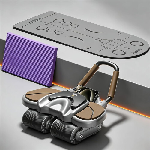 Ab Roller with Phone Holder Automatic Rebound Knee Pad Core Trainer