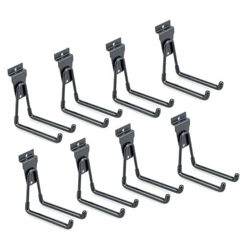 Slatwall Accessories, Black Slatwall Hooks, Garage Utility Hooks for Slatwall, 8 Pack U Hook