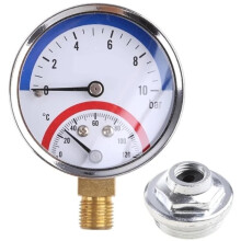 2in1 Pressure Gauge and Thermometer 0-120C Temperature Pressure Meter for Heating Application B