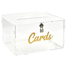 Large Acrylic Wedding Card Box with Lock and Slot,Transparent Elegant Gift Card Holder for Reception, Party, Graduation