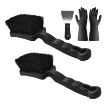 2 Pack Horse Bucket Brush Water Trough Scrub Brush with Scraper and Gloves for Livestock Farms, Feed Troughs, Barns